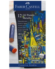 Pasteluri de ulei Faber-Castell - Creative Studio, metalice, 12 culori
