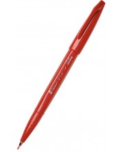 Marker pensula Pentel Sign Pen - SES15C,  rosu -1