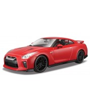 Mașinuță metalică Bburago - Nissan GT-R (R35) Coupe 2017, 1:24, roșu
