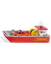 Jucarie metalica Siku - Barca de pompieri cu pick-up, 1:50