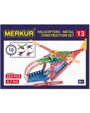 Set de construcție metalic 10 în 1 Merkur - Elicopter, 222 piese  -1