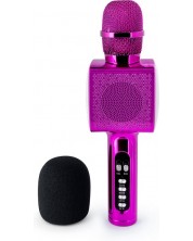 Microfon Bigben - cu efecte, fără fir, roz -1