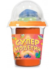 Plastilină Piasăchko - Cu forme pentru modelare, 100 g, portocalie