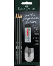 Set de creioane Faber-Castell 1111 - HB,3 piese, cu radiera si ascutitoare -1