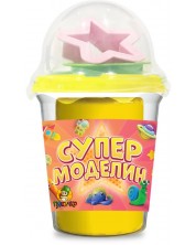 Plastilină Piasăchko - Cu forme pentru modelare, 100 g, galbenă