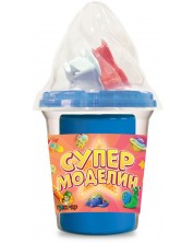 Plastilină Piasăchko - Cu forme pentru modelare, 100 g, albastră