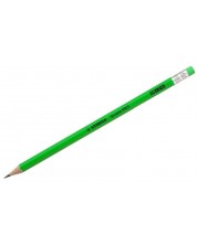 Creion Stabilo Swano - HB, verde, cu gumă de șters  -1