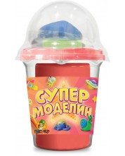 Plastilină Piasăchko - Cu forme pentru modelare, 100 g, roșie - imagine 1