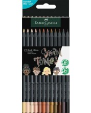 Creioane Faber-Castell Black Edition - 12 culori, culorile corpului -1