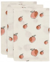 Prosoape de muselină Jollein - Peach, 15 x 20 cm, 3 bucăți