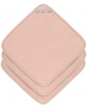 Prosoape de muselină Lassig - Cozy Care, 30 x 30 cm, 3 bucăți, roz -1