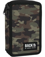 Penar școlar cu rechizite BackUp DW - Camo, 2 fermoare -1