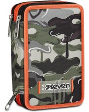 Penar școlar echipat Seven - Camo, 3 fermoare