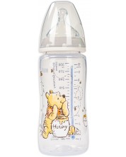 Biberon Nuk First Choice - Disney, TC, cu tetina din silicon, 300 ml, Bej/ursuleț Pooh cu miere