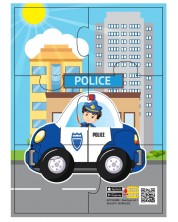 Puzzle educațional vorbitor Jagu - Mașină de poliție, 6 piese -1