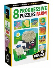 Puzzle-uri progresive educaționale Headu - Ferma, 8 bucăți