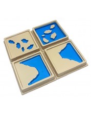 Set educațional Smart Baby - dale Montessori în relief cu forme de pământ, 4 bucăți