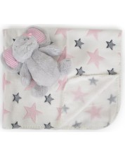 Pătură cu jucărie Cangaroo - Elephant, pink, 90 x 75 cm -1