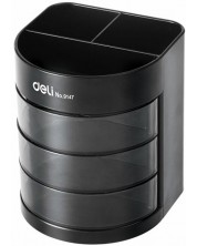 Organizator de birou Deli Multi - E9147, cu 6 compartimente, negru