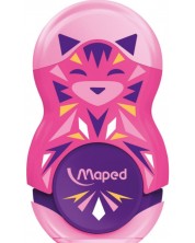 Ascutitoare cu radiera 2 in 1 Maped Mini Cute - Loopy, roz -1