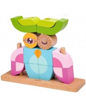 Puzzle din lemn cu cuburi pentru copii Classic World - Bufnita