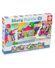 Puzzle panoramic Educa din 26 de piese - Vehicles story -1