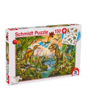 Puzzle Schmidt de 150 piese - Dinozauri, cu tatuaje