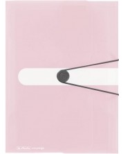 Dosar Herlitz - Pastell, cu banda elastica si trei clapea, roz -1
