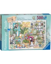 Puzzle Ravensburger din 500 de piese - Pisicile nebune 13: Plantele de companie ale pisicii Tom  -1