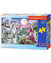 Puzzle de 120 de piese Castorland - Printesa si Unicornii