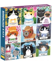 Puzzle Galison de 500 piese - Bookish Cats
