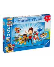 Puzzle Ravensburger din 2 x 12 de piese - Ryder si Paw Patrol -1