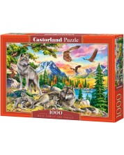 Puzzle Castorland din 1000 de piese - Familia de lupi și vulturi