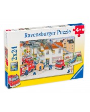 Puzzle Ravensburger din 2 x 24 de piese - Pompieri in actiune  -1