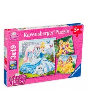 Puzzle Ravensburger din 3 x 49 de piese - Printese si prieteni -1