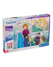 Puzzle Clementoni din 3 x 48 de piese - Frozen (Regatul de Gheață)