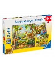 Puzzle Ravensburger din 3 x 49 de piese - Lumea animalelor -1