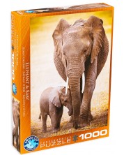 Puzzle Eurographics din 1000 de piese - Elefantul si micutul ei -1