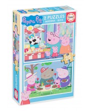 Puzzle Educa din 2 x 25 de piese - Peppa Pig mananca -1