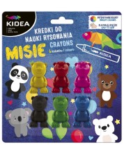 Creioane pentru copii mici Kidea - 6 culori, animale