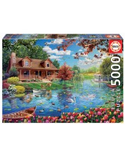 Puzzle Educa de 5000 piese - Casa de langa rau