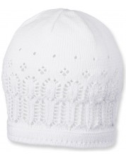 Pălărie pentru copii din bumbac tricotata Sterntaler - 43 cm, 5-6 luni, albă -1