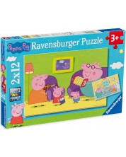 Puzzle Ravensburger  2 x 12 bucati - Peppa Pig la domiciliu 