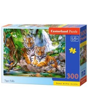 Puzzle Castorland din 300 de piese - Tigrii de lângă cascade -1