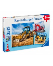Puzzle Ravensburger de 3 х 49 piese - Digger at work