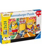 Puzzle Ravensburger din 2 x 24 de piese - Minions în acțiune 