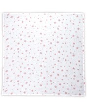 Scutec din bumbac Lorelli - 80 x 80 cm, albă cu stele roz