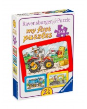 Puzzle Ravensburger din 3 x 6 piese - Masini grele -1