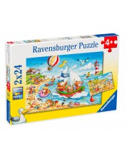 Puzzle Ravensburger din 2 de cate 24 piese - Vacanta la mare