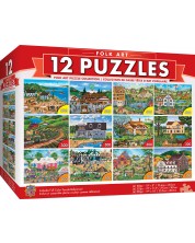 Puzzle Master Pieces 12 în 1 - Folk Art 12-Pack Bundle -1